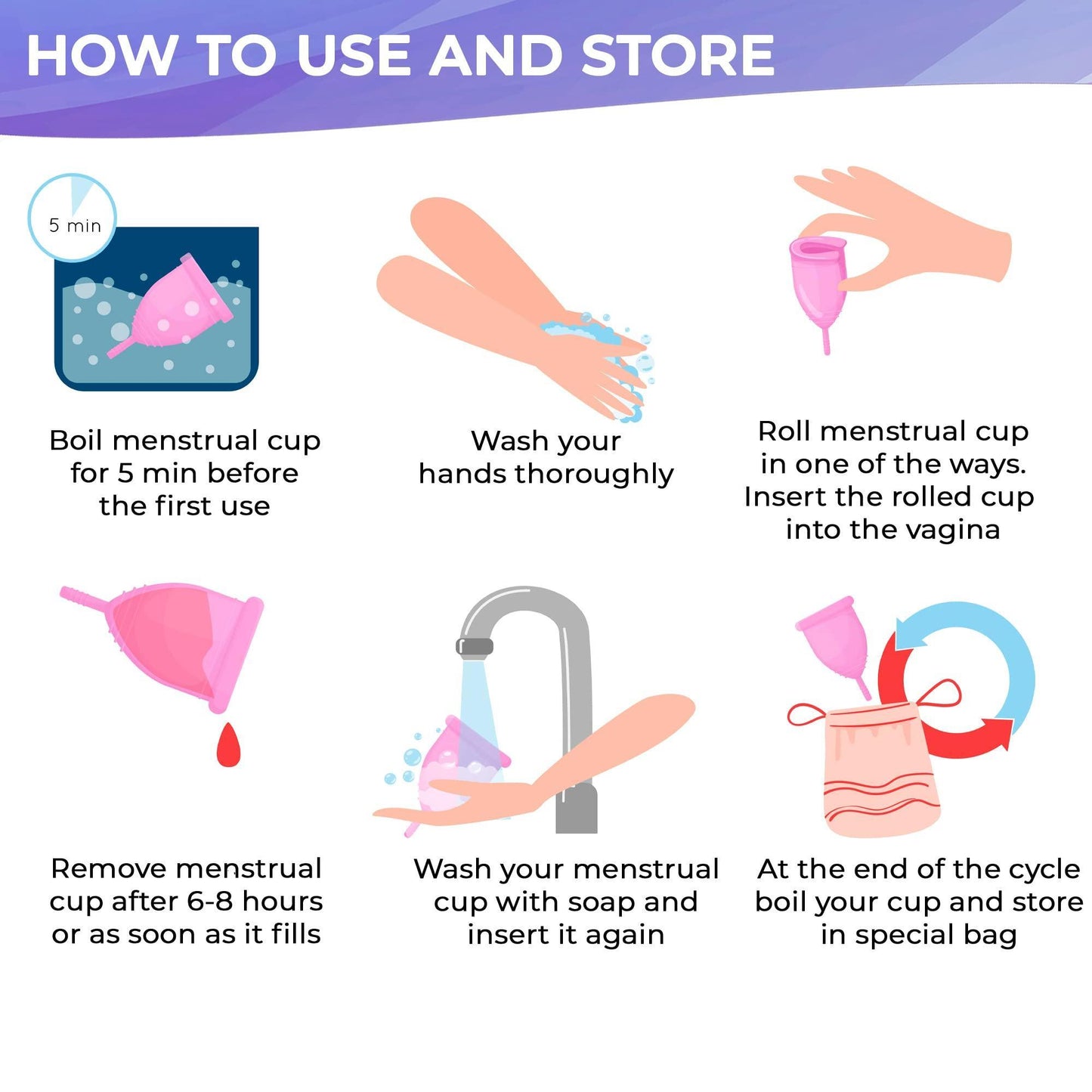 AMZ Silicone Menstrual Cup S L Pack of 2 Period Cups for Women Heavy
