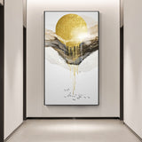 Abstract Golden Sun Canvas Painting Flowing Big Paint Posters Prints Fashion Tableaux Living Room Nordic Wall Art Decor Tableaux