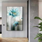 Abstract Blue Flower Canvas Painting Modern baby blue Wall Art Picture for Living Room Gold Poster Print Cuadros Salon Decoracio
