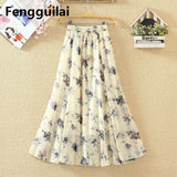 Quality Chiffon Skirt Colorful Print Bohemian Beach Summer Woman Fashion Clothes Vestidos Casual Female Party Long Maxi Skirts