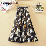 Quality Chiffon Skirt Colorful Print Bohemian Beach Summer Woman Fashion Clothes Vestidos Casual Female Party Long Maxi Skirts