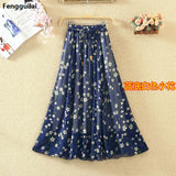 Quality Chiffon Skirt Colorful Print Bohemian Beach Summer Woman Fashion Clothes Vestidos Casual Female Party Long Maxi Skirts