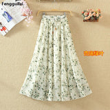 Quality Chiffon Skirt Colorful Print Bohemian Beach Summer Woman Fashion Clothes Vestidos Casual Female Party Long Maxi Skirts