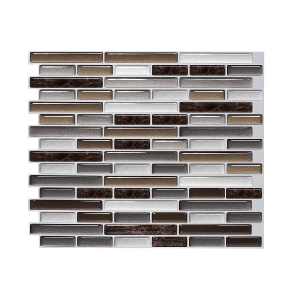 Self Adhesive Mosaic Tile 3D Wall decal Sticker DIY Kitchen Bathroom Home Decor Vinyl Peel and stick  Mixed Brown Marble 1 Sheet
