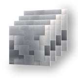 4 Sheets Self Adhesive 3D Metal Mosaic Wall Sticker Oil-proof Waterproof For Kitchen Backsplash Living Room Decoration 12 inch