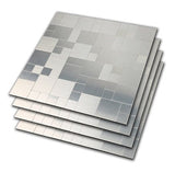 4 Sheets Self Adhesive 3D Metal Mosaic Wall Sticker Oil-proof Waterproof For Kitchen Backsplash Living Room Decoration 12 inch