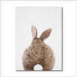 Bunny Rabbit Tail Canvas Painting Nursery Wall Art Animal Poster and Print Nordic Woodland Picture for Baby Kids Room Home Decor